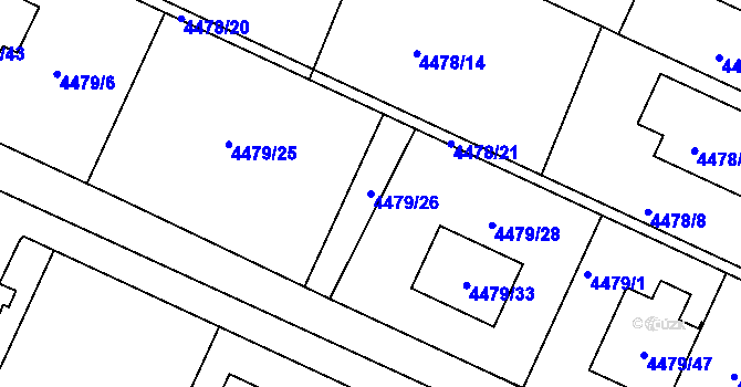 Parcela st. 4479/26 v KÚ Znojmo-město, Katastrální mapa