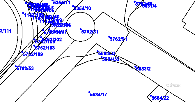 Parcela st. 5684/33 v KÚ Znojmo-město, Katastrální mapa