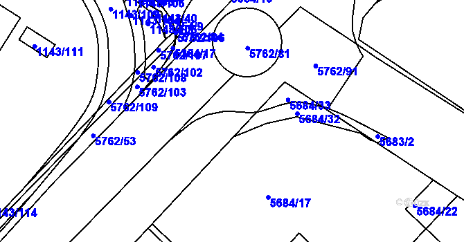 Parcela st. 5762/87 v KÚ Znojmo-město, Katastrální mapa
