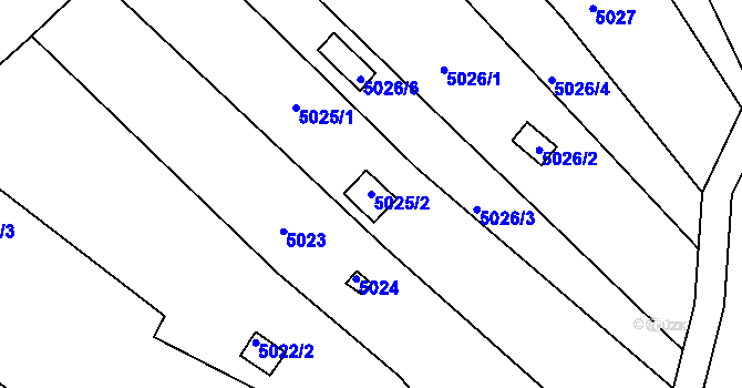 Parcela st. 5025/2 v KÚ Znojmo-město, Katastrální mapa