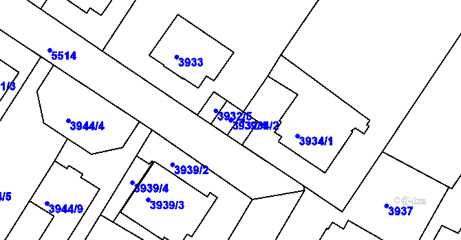 Parcela st. 3932/4 v KÚ Znojmo-město, Katastrální mapa