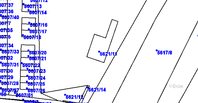 Parcela st. 5621/11 v KÚ Znojmo-město, Katastrální mapa