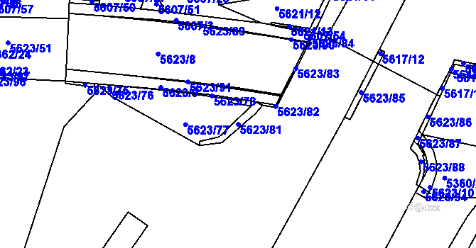 Parcela st. 5623/81 v KÚ Znojmo-město, Katastrální mapa