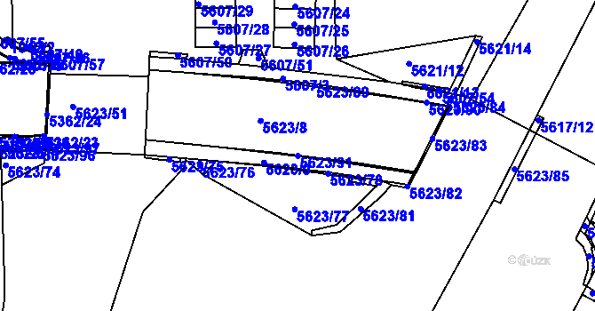 Parcela st. 5623/91 v KÚ Znojmo-město, Katastrální mapa