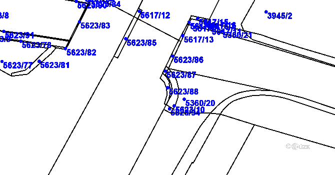 Parcela st. 5623/88 v KÚ Znojmo-město, Katastrální mapa