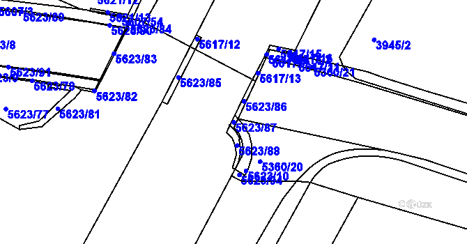Parcela st. 5623/87 v KÚ Znojmo-město, Katastrální mapa