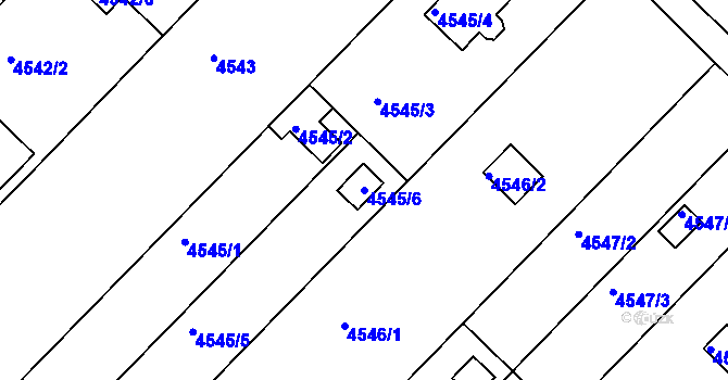 Parcela st. 4545/6 v KÚ Znojmo-město, Katastrální mapa