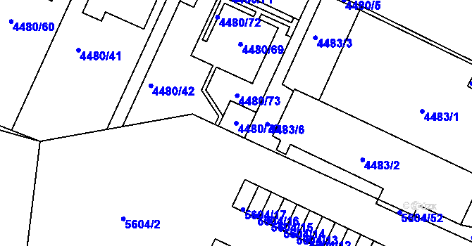 Parcela st. 4480/70 v KÚ Znojmo-město, Katastrální mapa