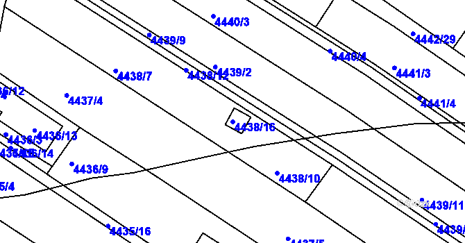 Parcela st. 4438/16 v KÚ Znojmo-město, Katastrální mapa