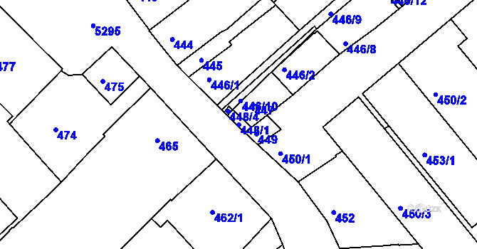 Parcela st. 448/1 v KÚ Znojmo-město, Katastrální mapa