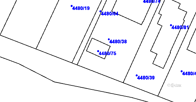 Parcela st. 4480/75 v KÚ Znojmo-město, Katastrální mapa