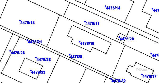 Parcela st. 4478/18 v KÚ Znojmo-město, Katastrální mapa
