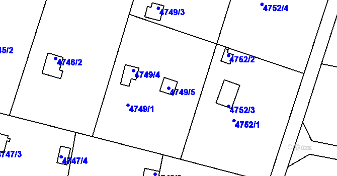 Parcela st. 4749/5 v KÚ Znojmo-město, Katastrální mapa