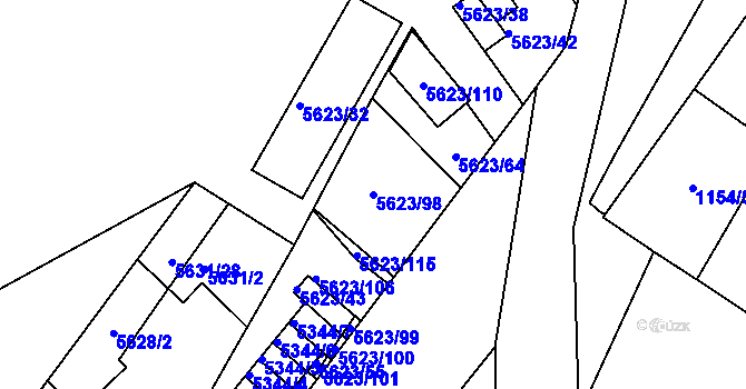 Parcela st. 5623/98 v KÚ Znojmo-město, Katastrální mapa