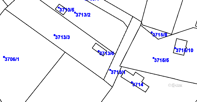 Parcela st. 3713/6 v KÚ Znojmo-město, Katastrální mapa