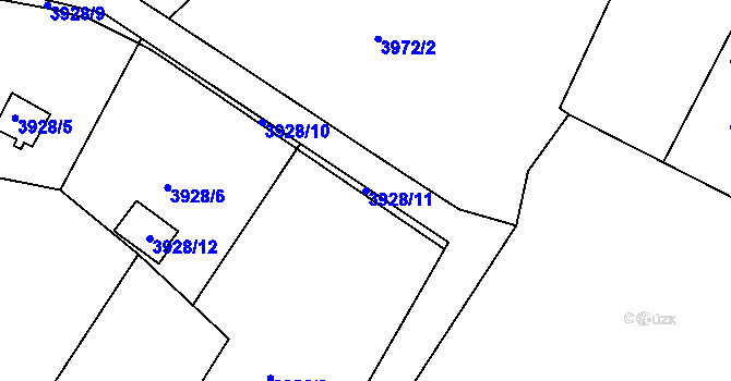 Parcela st. 3928/11 v KÚ Znojmo-město, Katastrální mapa