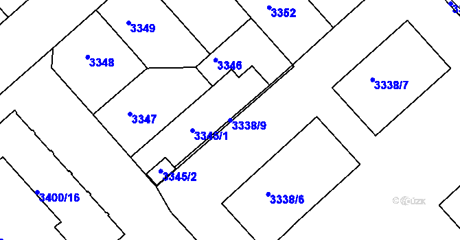 Parcela st. 3338/9 v KÚ Znojmo-město, Katastrální mapa