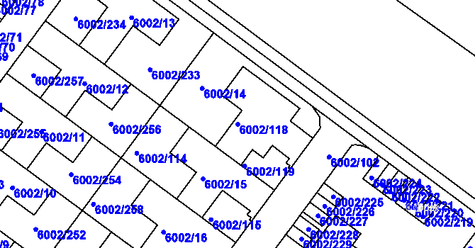 Parcela st. 6002/118 v KÚ Znojmo-město, Katastrální mapa