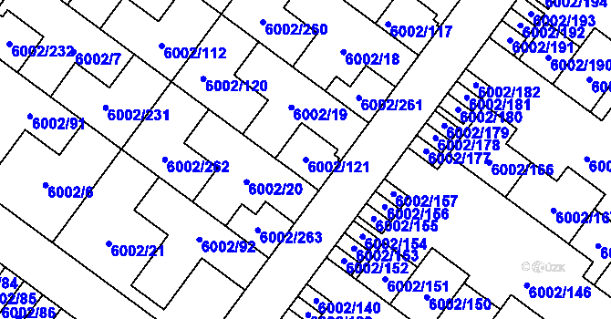 Parcela st. 6002/121 v KÚ Znojmo-město, Katastrální mapa