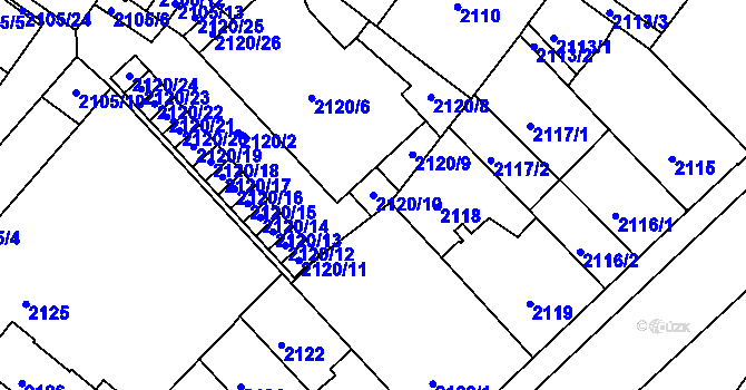 Parcela st. 2120/10 v KÚ Znojmo-město, Katastrální mapa