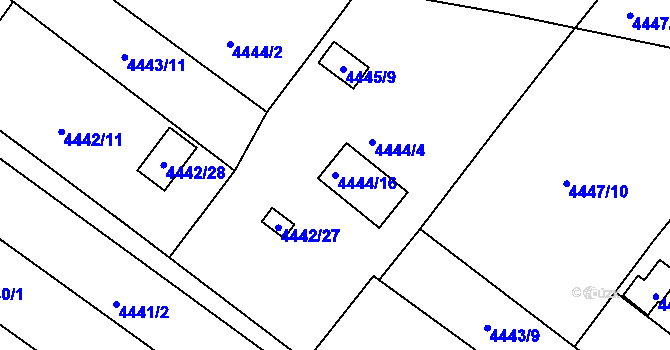 Parcela st. 4444/16 v KÚ Znojmo-město, Katastrální mapa