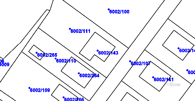 Parcela st. 6002/143 v KÚ Znojmo-město, Katastrální mapa
