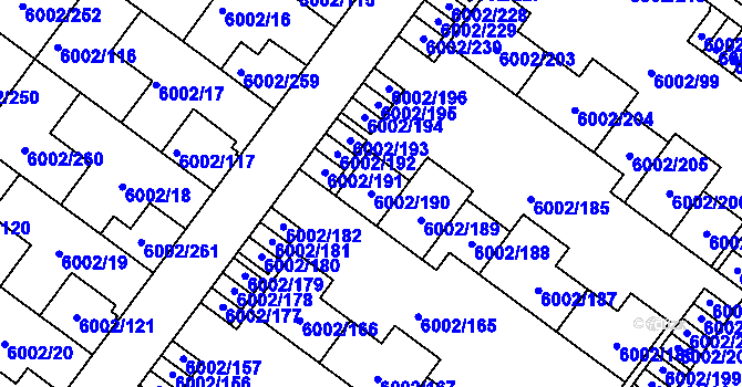 Parcela st. 6002/190 v KÚ Znojmo-město, Katastrální mapa