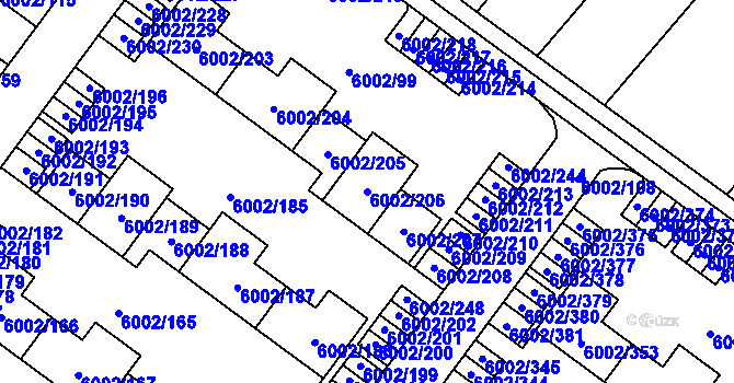 Parcela st. 6002/206 v KÚ Znojmo-město, Katastrální mapa