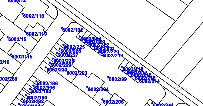 Parcela st. 6002/219 v KÚ Znojmo-město, Katastrální mapa