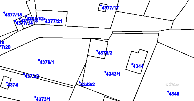Parcela st. 4376/2 v KÚ Znojmo-město, Katastrální mapa