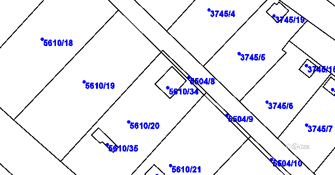 Parcela st. 5610/34 v KÚ Znojmo-město, Katastrální mapa