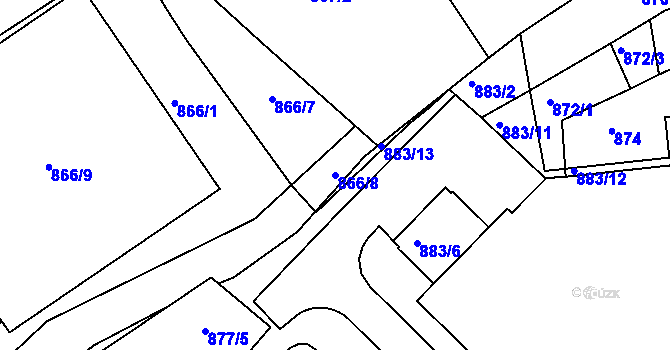 Parcela st. 866/8 v KÚ Znojmo-město, Katastrální mapa