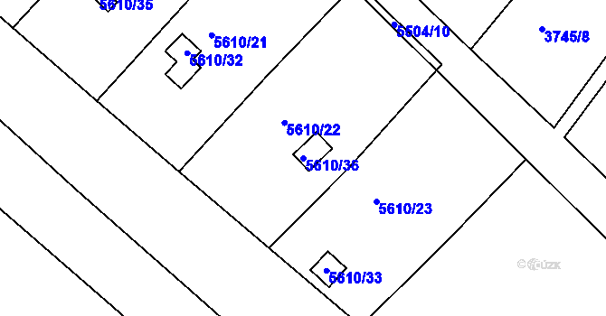 Parcela st. 5610/36 v KÚ Znojmo-město, Katastrální mapa