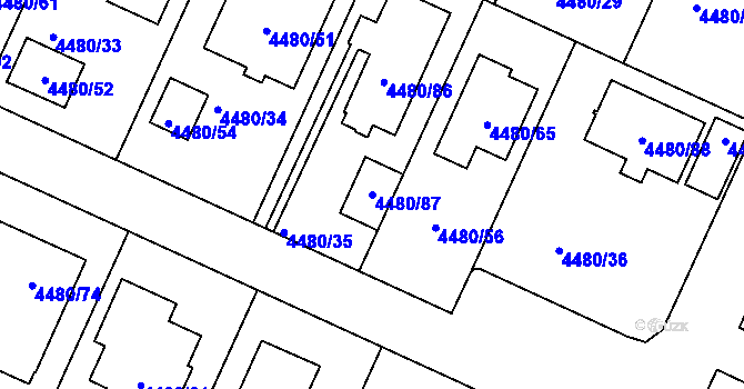 Parcela st. 4480/87 v KÚ Znojmo-město, Katastrální mapa