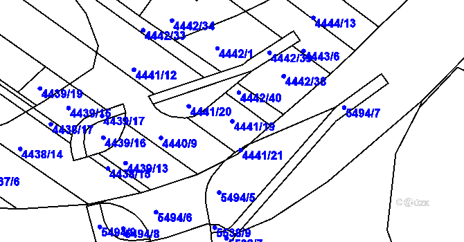 Parcela st. 4441/19 v KÚ Znojmo-město, Katastrální mapa