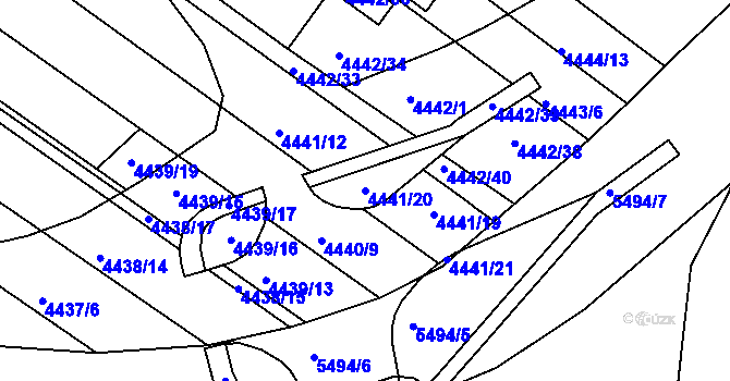 Parcela st. 4441/20 v KÚ Znojmo-město, Katastrální mapa
