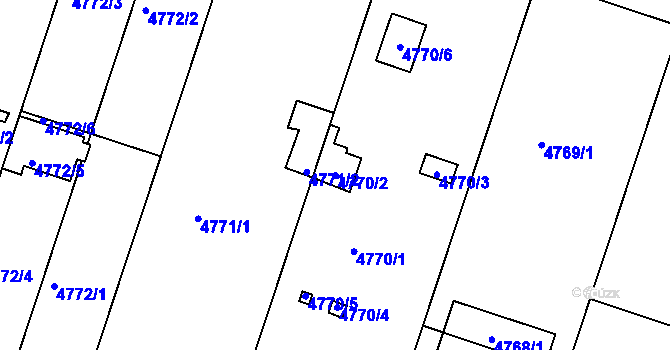Parcela st. 4770/2 v KÚ Znojmo-město, Katastrální mapa