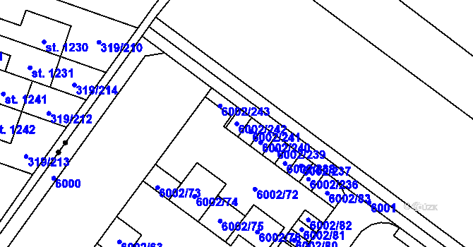 Parcela st. 6002/242 v KÚ Znojmo-město, Katastrální mapa