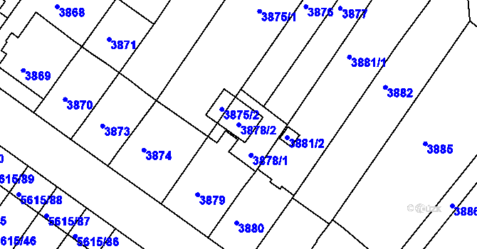 Parcela st. 3878/2 v KÚ Znojmo-město, Katastrální mapa