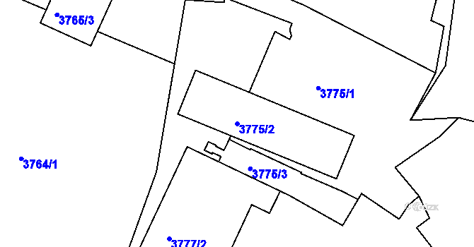 Parcela st. 3775/2 v KÚ Znojmo-město, Katastrální mapa