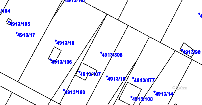 Parcela st. 4913/308 v KÚ Znojmo-město, Katastrální mapa
