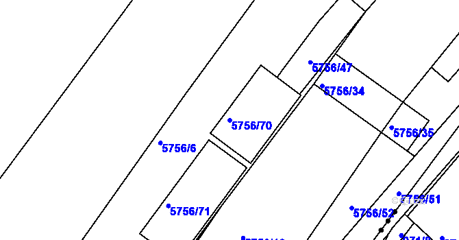 Parcela st. 5756/70 v KÚ Znojmo-město, Katastrální mapa