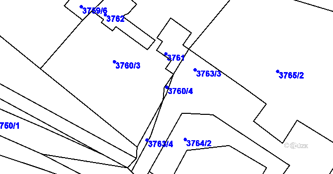 Parcela st. 3760/4 v KÚ Znojmo-město, Katastrální mapa