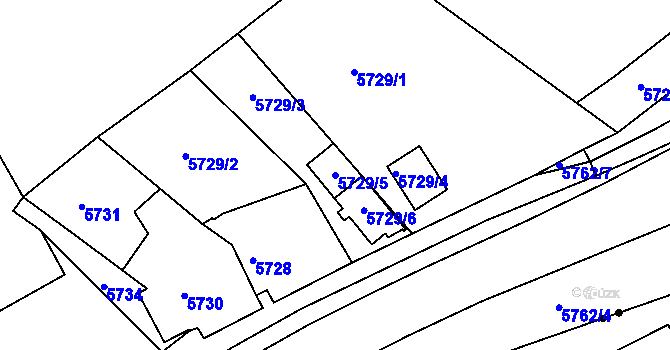 Parcela st. 5729/5 v KÚ Znojmo-město, Katastrální mapa