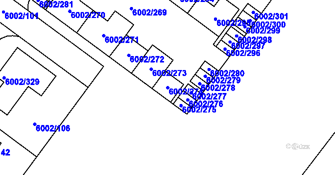 Parcela st. 6002/274 v KÚ Znojmo-město, Katastrální mapa