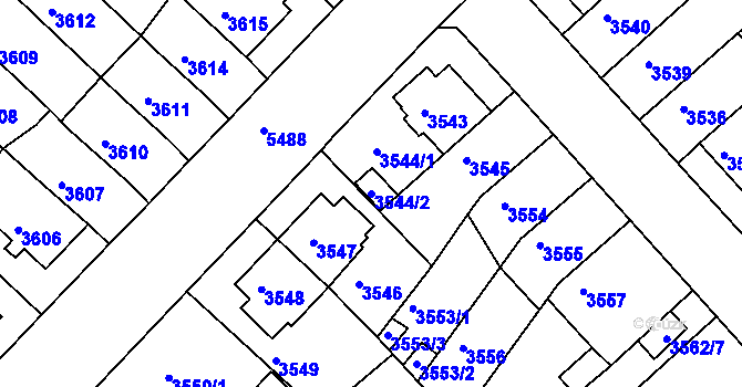 Parcela st. 3544/2 v KÚ Znojmo-město, Katastrální mapa
