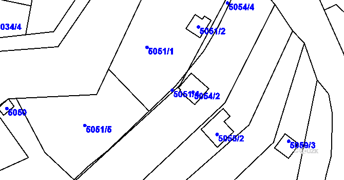 Parcela st. 5051/4 v KÚ Znojmo-město, Katastrální mapa