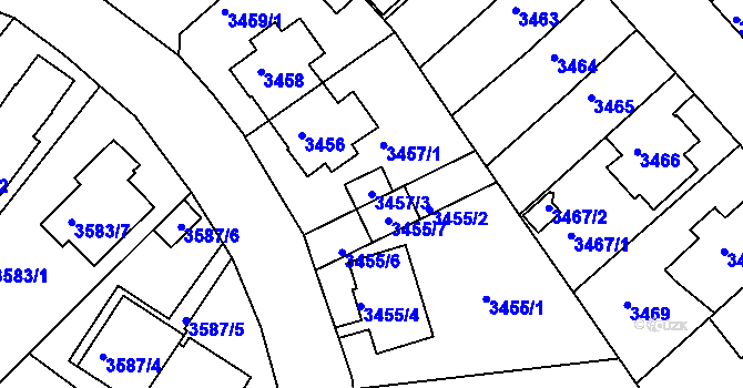 Parcela st. 3457/3 v KÚ Znojmo-město, Katastrální mapa