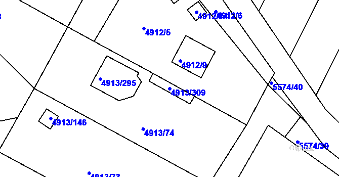 Parcela st. 4913/309 v KÚ Znojmo-město, Katastrální mapa