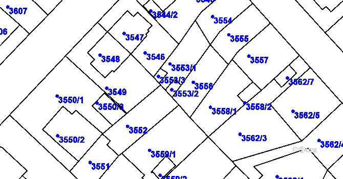 Parcela st. 3553/2 v KÚ Znojmo-město, Katastrální mapa